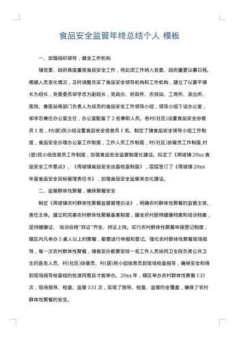 食品安全监管年终总结个人