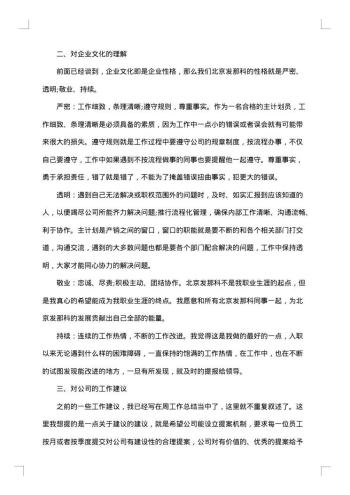 员工试用期总结