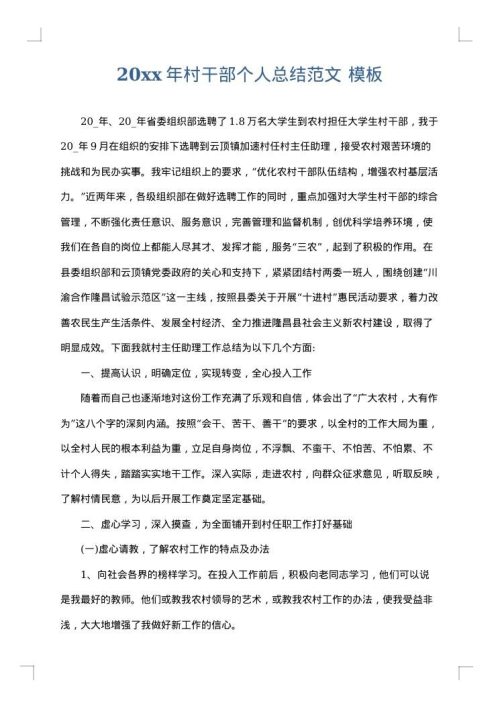 2025年村干部个人总结范文