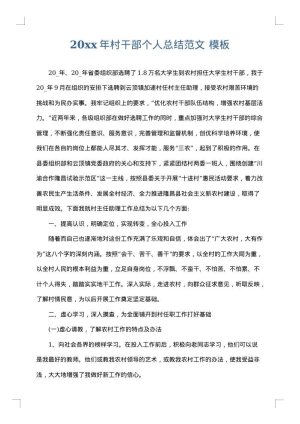 2025年村干部个人总结范文