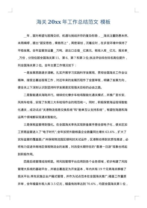 海关2025年工作总结范文