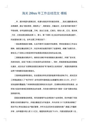 海关2025年工作总结范文