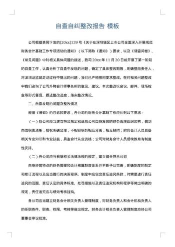 自查自纠整改报告