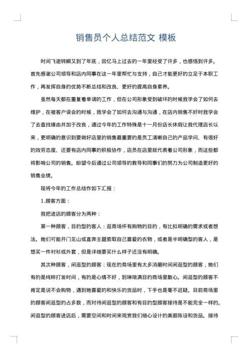 销售员个人总结范文