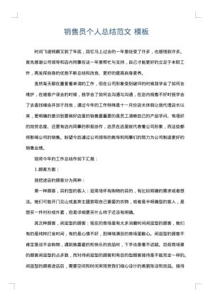 销售员个人总结范文