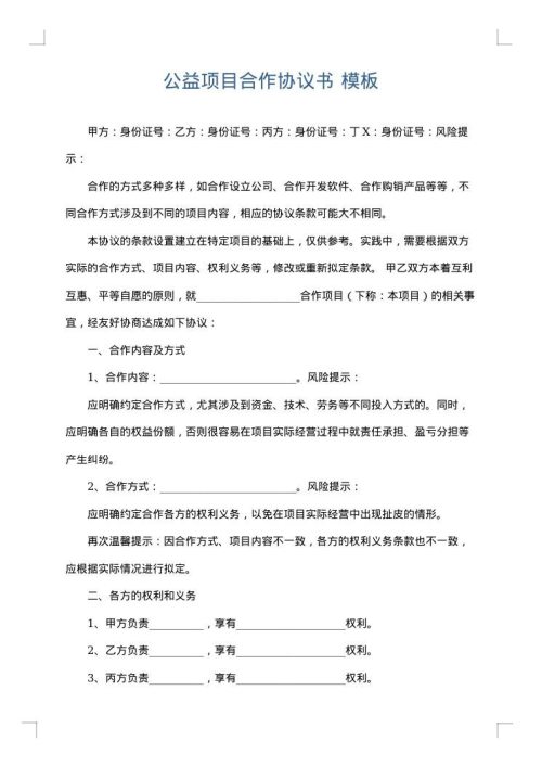 公益项目合作协议书