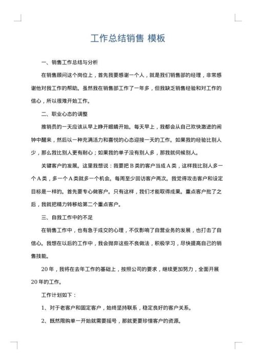 工作总结销售