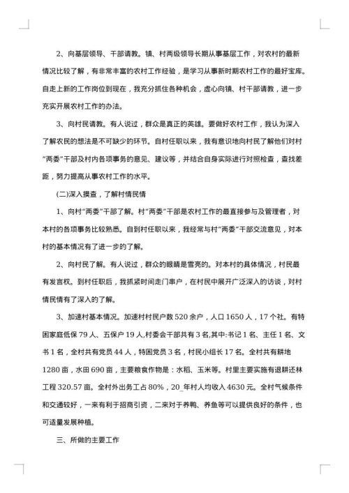 2025年村干部个人总结范文