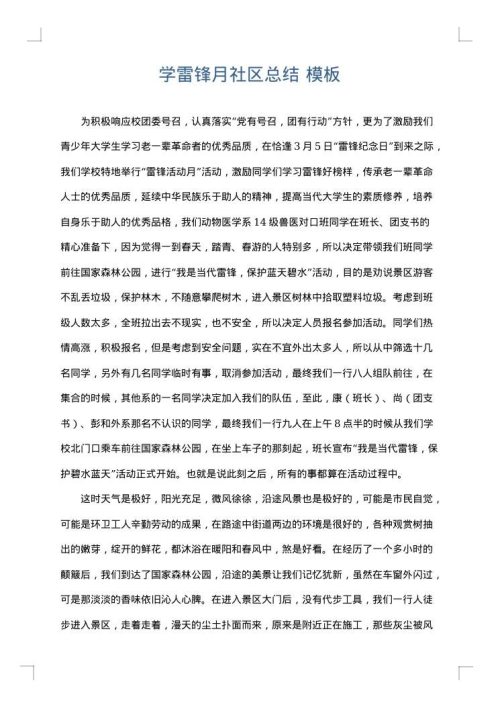 学雷锋月社区总结