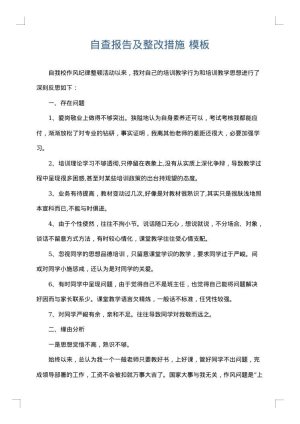 自查报告及整改措施