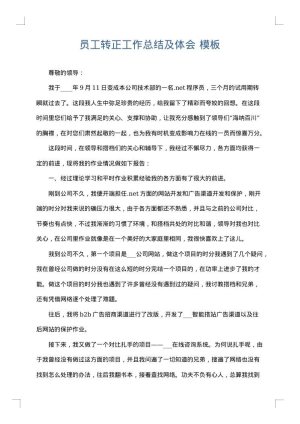 员工转正工作总结及体会