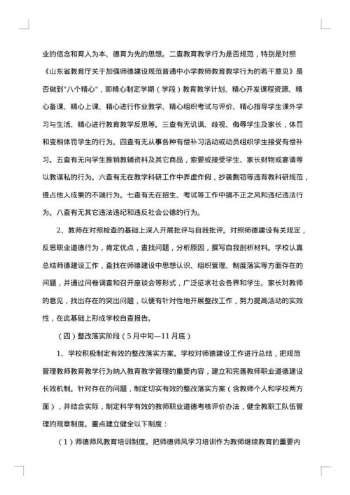 师德师风整改方案