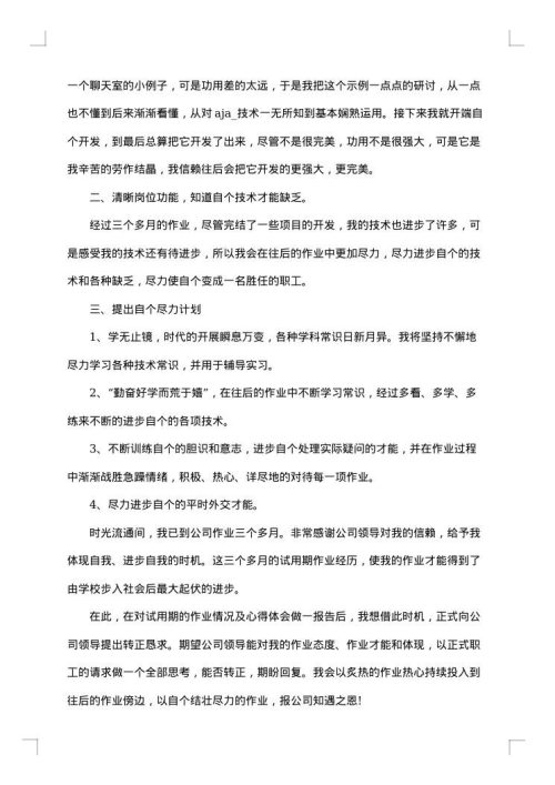 员工转正工作总结及体会