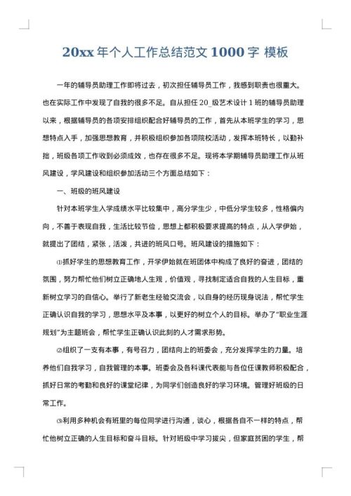 2025年个人工作总结范文1000字