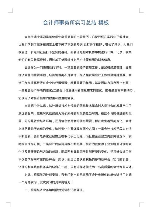 会计师事务所实习总结