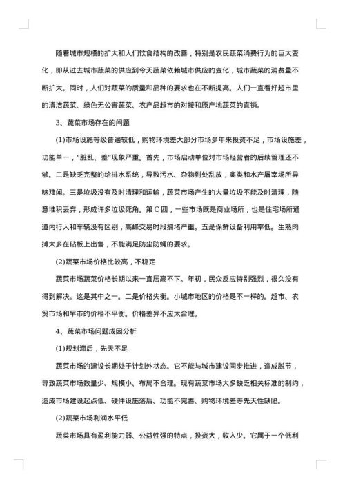 菜市场调查报告