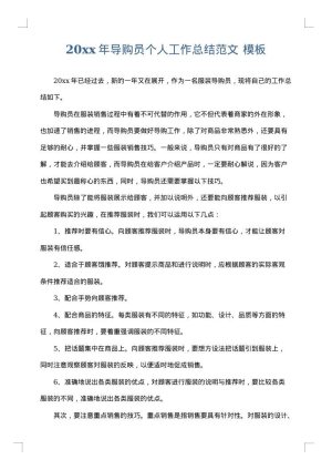 2025年导购员个人工作总结范文