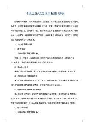 环境卫生状况调研报告