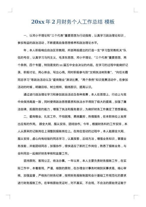 2025年2月财务个人工作总结