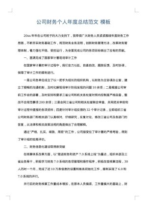 公司财务个人年度总结范文