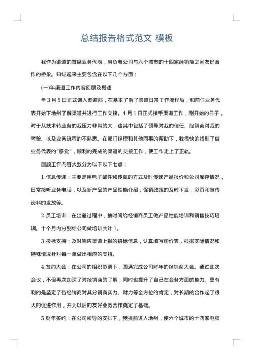 总结报告格式范文