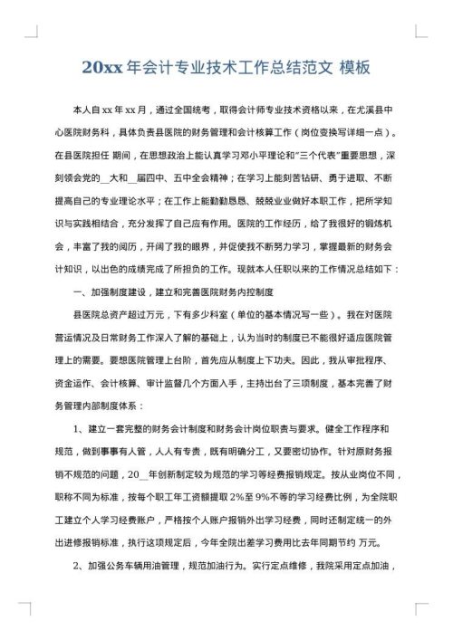 2025年会计专业技术工作总结范文