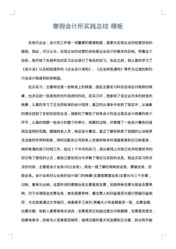 寒假会计所实践总结