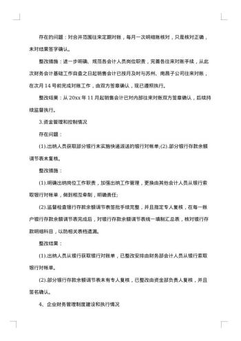 企业自查自纠整改报告