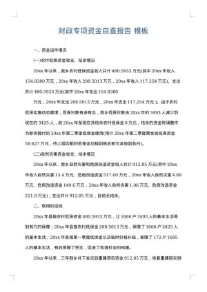 财政专项资金自查报告