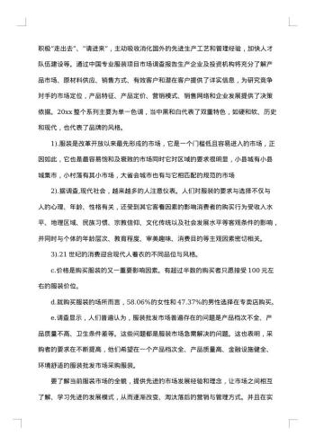 服装市场调研报告范文