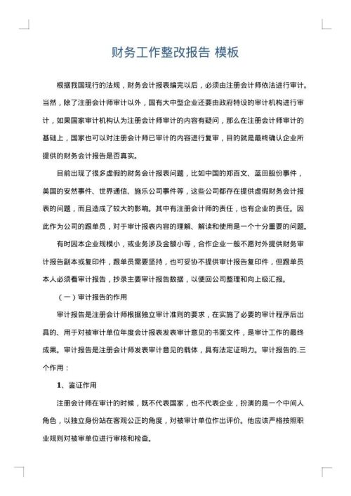 财务工作整改报告