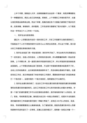 学生会年度个人工作总结报告