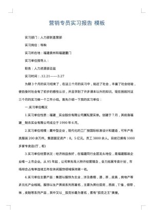 营销专员实习报告