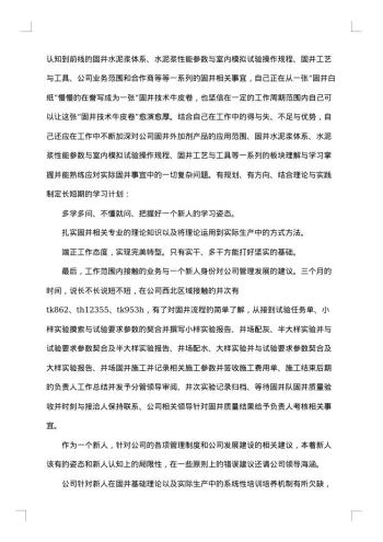 试用期新员工个人总结