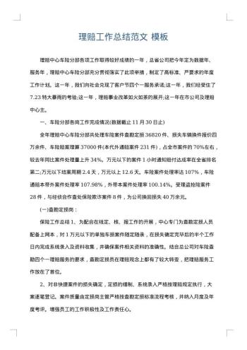 理赔工作总结范文