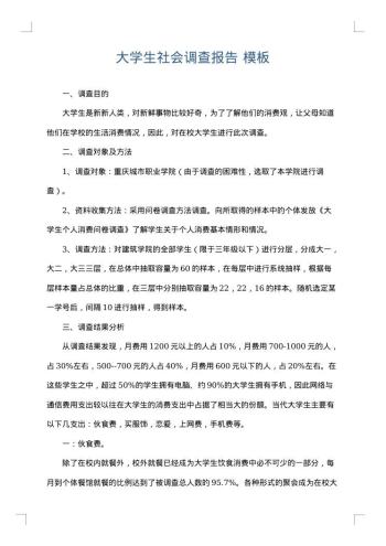 大学生社会调查报告