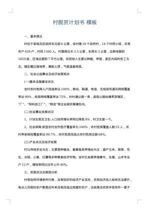 村脱贫计划书