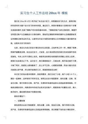 实习生个人工作总结2025年