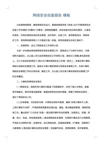 网络安全自查报告