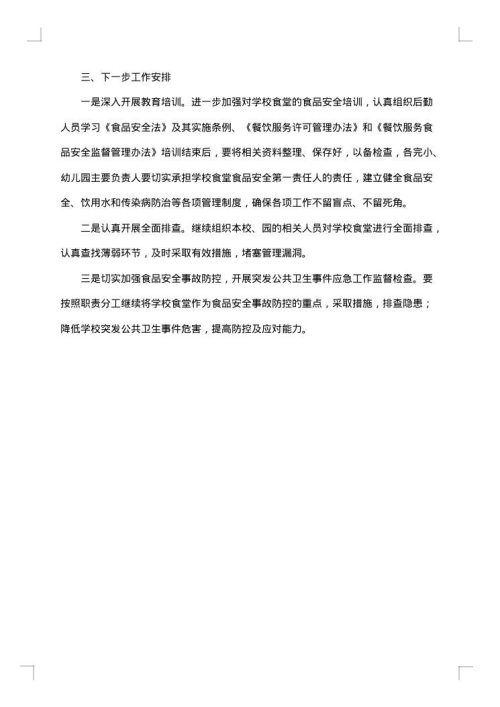 食品安全自查报告