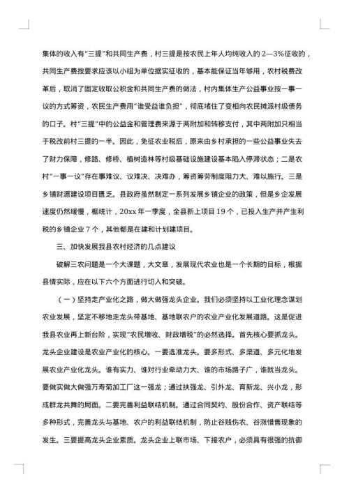 发展农村经济调研报告