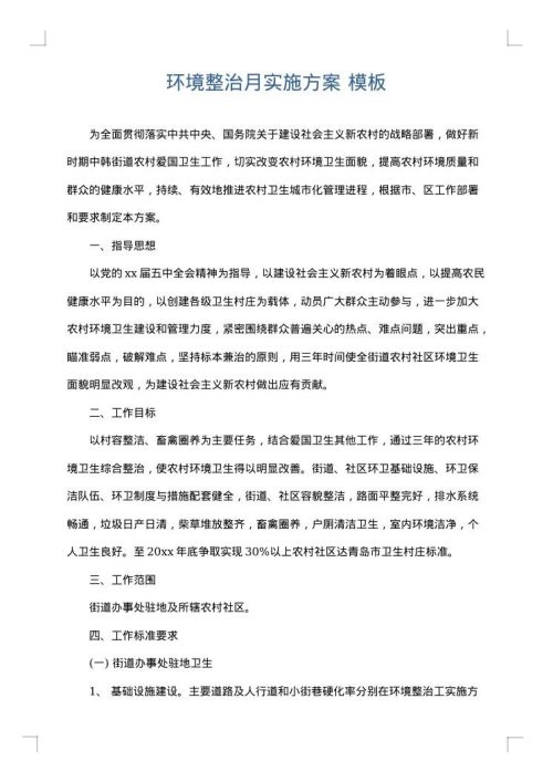 环境整治月实施方案