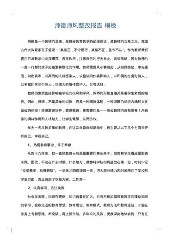 师德师风整改报告