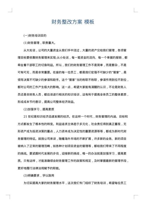 财务整改方案