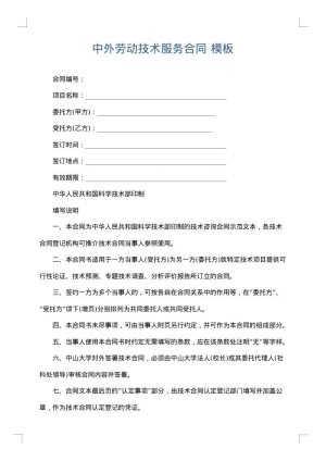 中外劳动技术服务合同