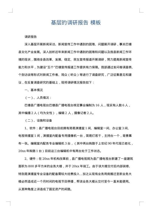基层的调研报告