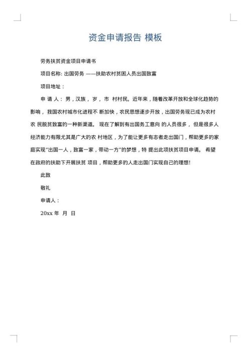 资金申请报告