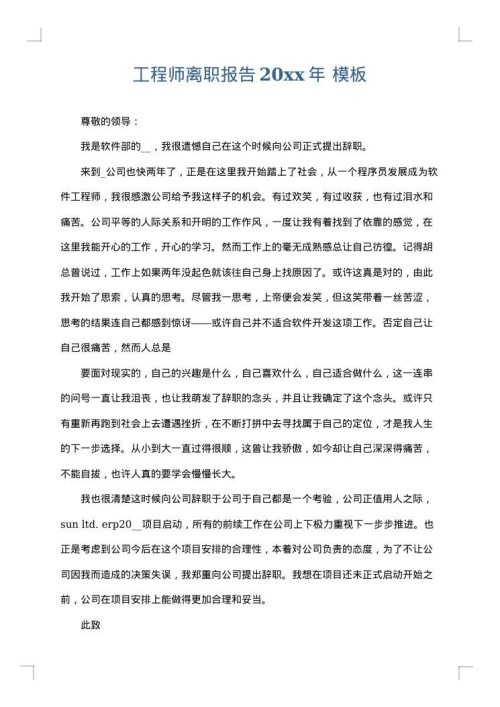 工程师离职报告2025年