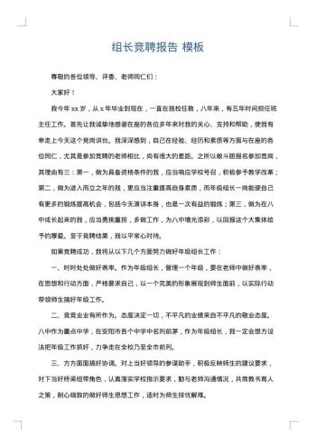 组长竞聘报告