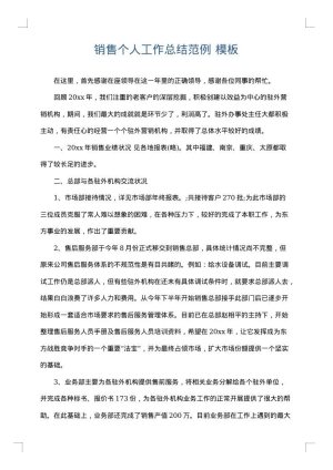 销售个人工作总结范例